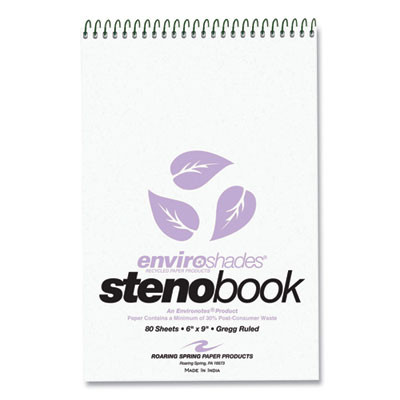 Enviroshades Steno Pad, White Cover, Gregg Rule, (80) Orchid 6 x 9 Sheets, 24/Carton