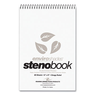 Enviroshades Steno Pad, White Cover, Gregg Rule, (80) Gray 6 x 9 Sheets, 24/Carton