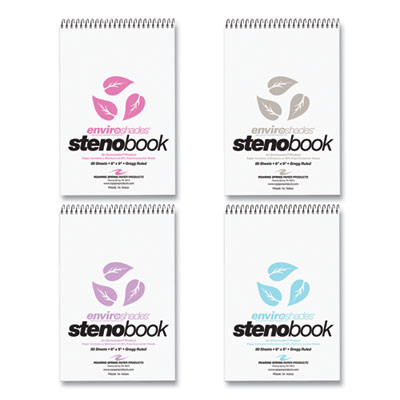 Enviroshades Steno Pad, White Cover, Gregg Rule, (80) Assorted Color 6 x 9 Sheets, 24/Carton