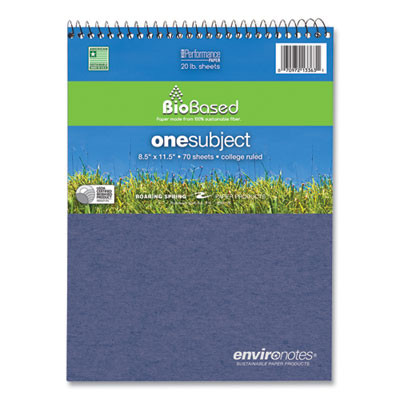 Earthtones Biobased Paper Wirebound Notepad, Randomly Assorted Cover Colors, Medium/College Rule, (70) 8.5 x 11 Sheets, 24/Ct