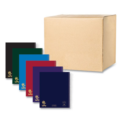 Lefty Notebook, 3-Subject, Medium/College Rule, Randomly Assorted Cover Colors, (120) 11 x 9 Sheets, 24/Carton