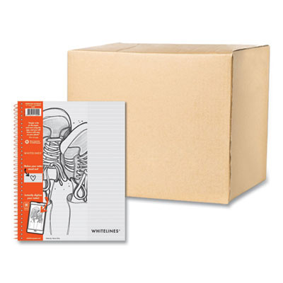 Whitelines Notebook, Medium/College Rule, Gray/Black/Orange Cover, (70) 11 x 8.5 Sheets, 12/Carton
