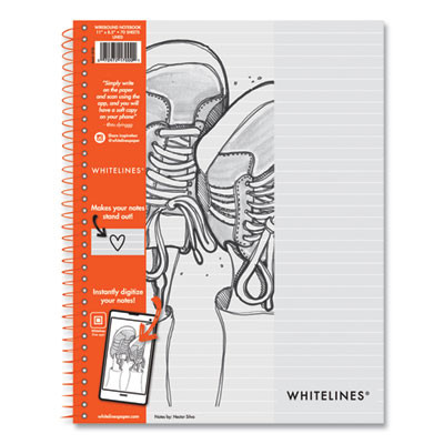 Whitelines Notebook, Medium/College Rule, Gray/Black/Orange Cover, (70) 11 x 8.5 Sheets, 12/Carton