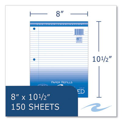 Loose Leaf Paper, 8 x 10.5, 3-Hole Punched, College Rule, White, 150 Sheets/Pack, 24 Packs/Carton