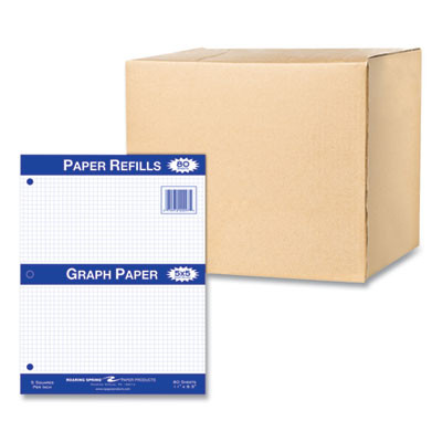 Graph Filler Paper, 3-Hole, 8.5 x 11, Quadrille: 5 Sq/In, 80 Sheets/Pack, 24 Packs/Carton