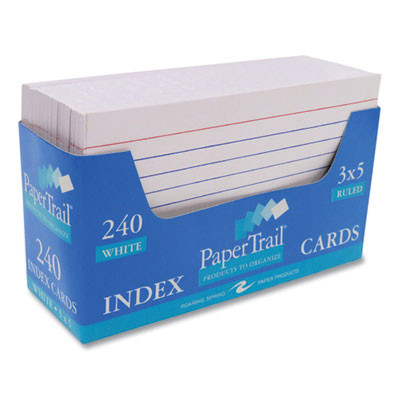Trayed Index Cards, Narrow Rule, 3 x 5, 240 Cards/Tray, 36/Carton