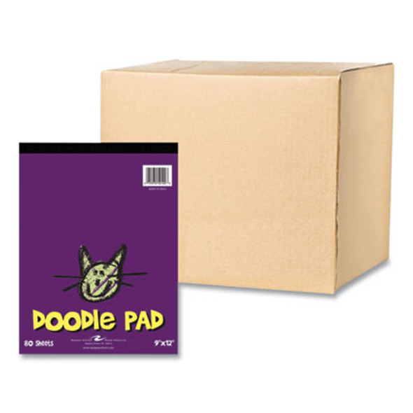 Kids Doodle Pad, 80 White 9 x 12 Sheets, 12/Carton
