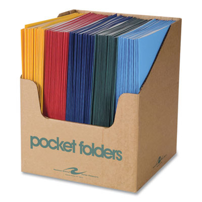 Pocket Folder, Accommodates (50) 11 x 8.5 Sheets, Randomly Assorted Colors, 100/Carton