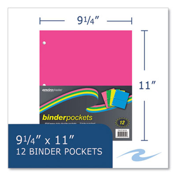 Binder Pocket, 9 w x 11 h, Assorted Colors, 144/Carton