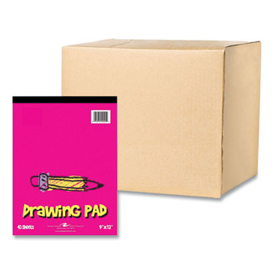 Kids Drawing Pad, Unruled, (40) White 9 x 12 Sheets, 12/Carton