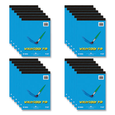 Kids Art Watercolor Notepad, Unruled, (25) White 9 x 12 Sheets, 24/Carton