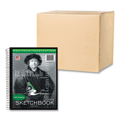 Sketch Book, 60 Lb Drawing Paper Stock, Black/Green/White Cover, (100) 11 x 8.5 Sheets, 12/Carton