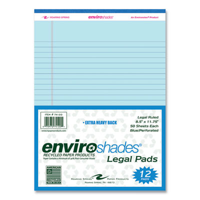 Enviroshades Legal Notepads, Wide/Legal Rule, (50) Blue 8.5 x 11 Sheets, 36/Carton