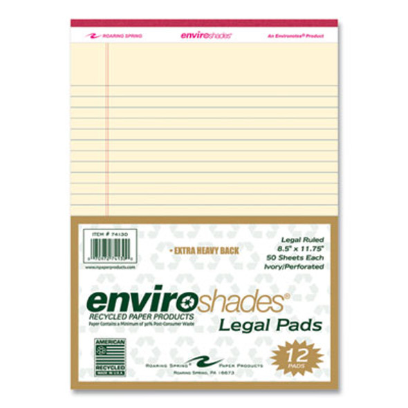 Enviroshades Legal Notepads, 50 Ivory 8.5 x 11.75 Sheets, 36 Notepads/Carton