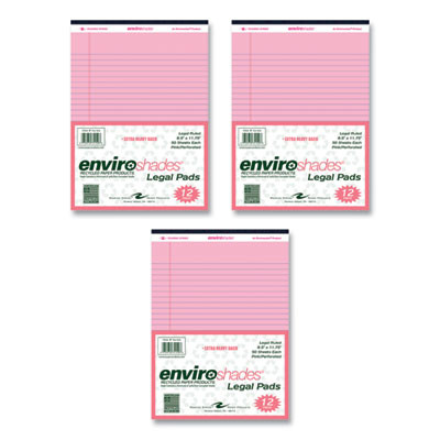 Enviroshades Legal Notepads, Wide/Legal Rule, (50) Pink 8.5 x 11 Sheets, 36/Carton