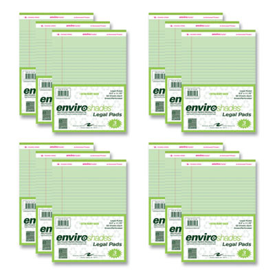 Enviroshades Legal Notepads, Wide/Legal Rule, (50) Green 8.5 x 11 Sheets, 72/Carton