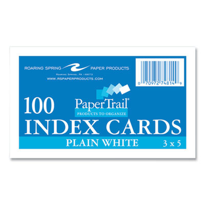 White Index Cards, 3 x 5, 100 Cards, 36/Carton