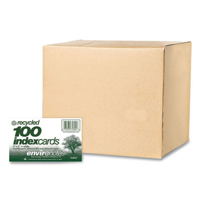 Environotes Recycled Index Cards, Narrow Rule, 3 x 5 White, 100 Cards, 36/Carton