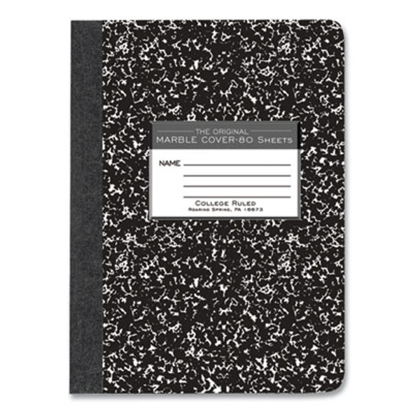 Hardcover Marble Composition Book, Medium/College Rule, Black Marble Cover, (80) 9.75 x 7.5 Sheets, 48/Carton