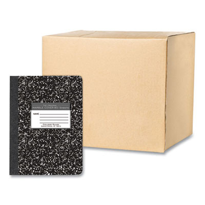 Hardcover Marble Composition Book, Medium/College Rule, Black Marble Cover, (80) 9.75 x 7.5 Sheets, 48/Carton