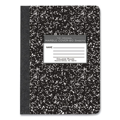 Hardcover Marble Composition Book, Medium/College Rule, Black Marble Cover, (80) 9.75 x 7.5 Sheets, 48/Carton