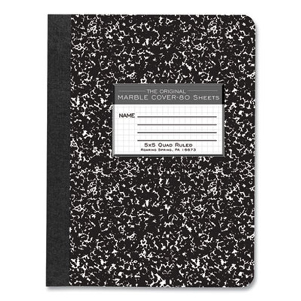 Hardcover Marble Composition Book, Quadrille Rule (5 Sq/In), Black Marble Cover, (80) 9.75 x 7.5 Sheets, 48/Carton