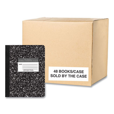 Hardcover Marble Composition Book, Quadrille Rule (5 Sq/In), Black Marble Cover, (80) 9.75 x 7.5 Sheets, 48/Carton