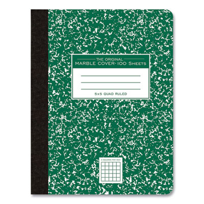 Hardcover Marble Composition Book, Quadrille Rule (5 Sq/In), Green Marble Cover, (100) 9.75 x 7.5 Sheets, 24/Carton