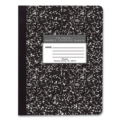 Hardcover Marble Composition Book, Unruled, Black Marble Cover, (50) 9.75 x 7.5 Sheets, 48/Carton
