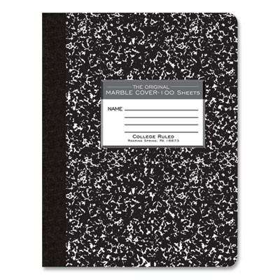Hardcover Marble Composition Book, Medium/College Rule, Black Marble Cover, (100) 9.75 x 7.5 Sheets, 24/Carton