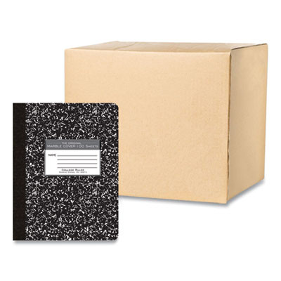 Hardcover Marble Composition Book, Medium/College Rule, Black Marble Cover, (100) 9.75 x 7.5 Sheets, 24/Carton