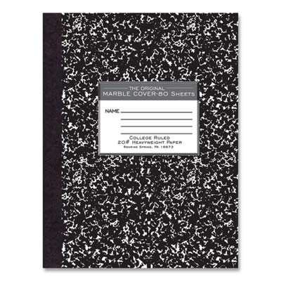 Hardcover Marble Composition Book, Medium/College Rule, Black Marble Cover, (80) 10.25 x 7.88 Sheets, 24/Carton