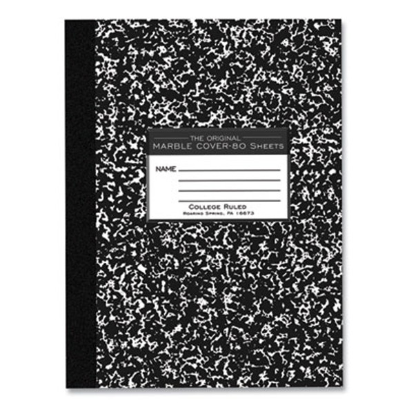 Flexible Cover Marble Composition Notebook, Medium/College Rule, Black Marble Cover, (80) 10.25 x 7.88 Sheets, 48/Carton