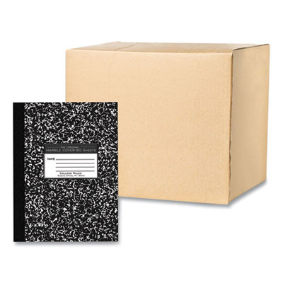 Flexible Cover Marble Composition Notebook, Medium/College Rule, Black Marble Cover, (80) 10.25 x 7.88 Sheets, 48/Carton