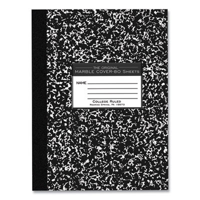 Flexible Cover Marble Composition Notebook, Medium/College Rule, Black Marble Cover, (80) 10.25 x 7.88 Sheets, 48/Carton