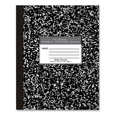 Flexible Cover Marble Composition Notebook, Wide/Legal Rule, Black Marble Cover, (60) 10 x 8 Sheets, 72/Carton