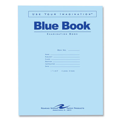 Examination Blue Book, Wide/Legal Rule, Blue Cover, (4) 11 x 8.5 Sheets, 600/Carton