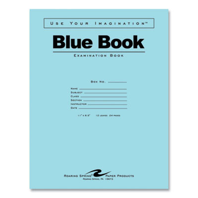 Examination Blue Book, Wide/Legal Rule, Blue Cover, (12) 11 x 8.5 Sheets, 300/Carton