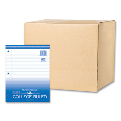 Loose Leaf Paper, 8.5 x 11, 3-Hole Punched, College Rule, White, 200 Sheets/Pack, 12 Packs/Carton