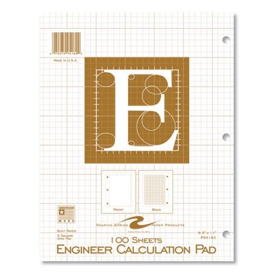 Engineer Pad, Quadrille Rule (5 Sq/In), (100) Buff 8.5 x 11 Sheets, 24/Carton