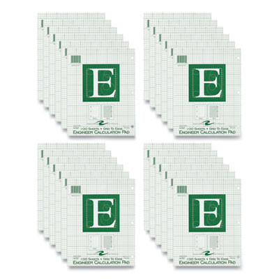 Engineer Pad, Data Format (1.25" Margin) And Quadrille Rule (5 Sq/In, 1 Sq/In), (100) Light Green 8.5 x 11 Sheets, 24/Carton