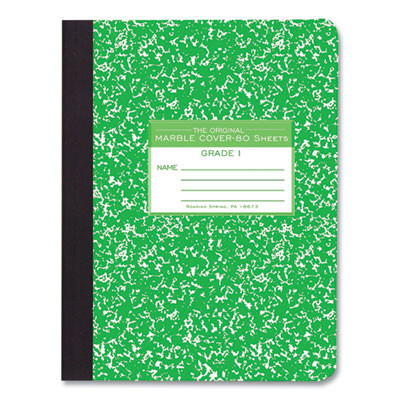 Grade School Ruled Composition Book, Grade 1 Manuscript Format, Green Marble Cover, (80) 9.75 x 7.5 Sheets, 48/Carton