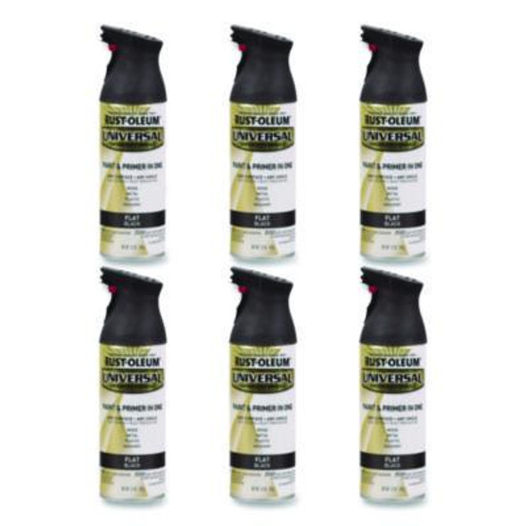 Universal Premium Spray Paint, Flat Black, 12 Oz Aerosol Can, 6/Carton