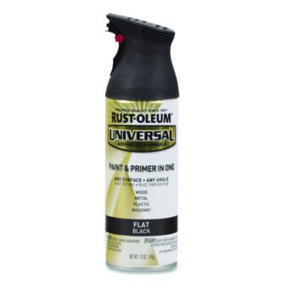 Universal Premium Spray Paint, Flat Black, 12 Oz Aerosol Can, 6/Carton