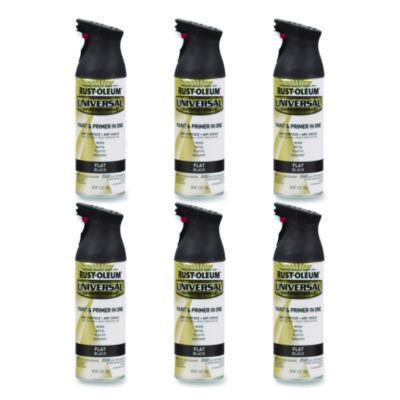 Universal Premium Spray Paint, Flat Black, 12 Oz Aerosol Can, 6/Carton