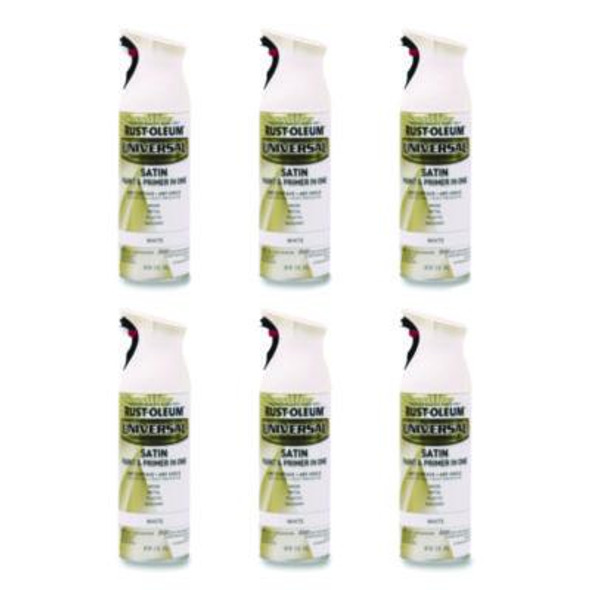 Universal Premium Spray Paint, Satin White, 12 Oz Aerosol Can, 6/Carton