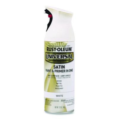 Universal Premium Spray Paint, Satin White, 12 Oz Aerosol Can, 6/Carton