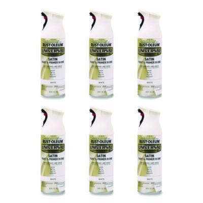 Universal Premium Spray Paint, Satin White, 12 Oz Aerosol Can, 6/Carton