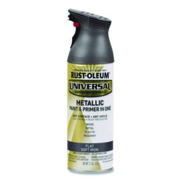Universal Premium Spray Paint, Flat Iron, 12 Oz Aerosol Can, 6/Carton
