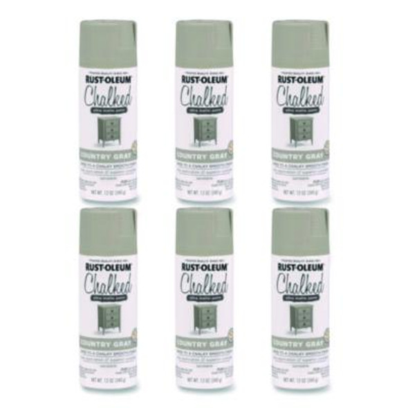 Ultra Matte Chalked Paint, Matte Country Gray, 12 Oz Aerosol Can, 6/Carton